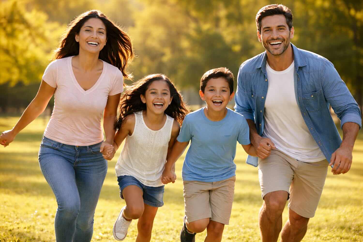 Familia feliz en un parque